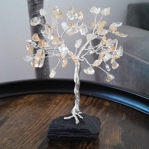 Citrine Crystal tree on Black Tourmaline, Home decor, Birthday gift, Portection, Positivity