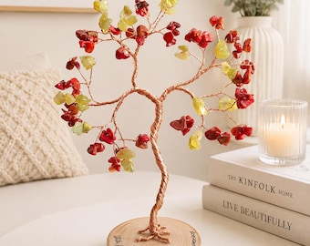 Personalised Coral Anniversary gift, 35th Anniversary present, Coral and Jade tree,  gift for parents