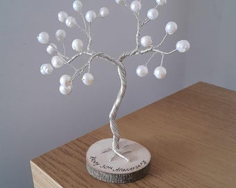 Pequeño árbol de perlas de agua dulce, regalo personalizado de aniversario de perlas, escultura de árbol de perlas