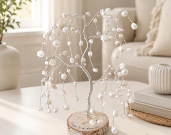 Personalised 30th Wedding Gift for Couples, Pearl Wedding Anniversary Present, Freshwater Pearl Tree