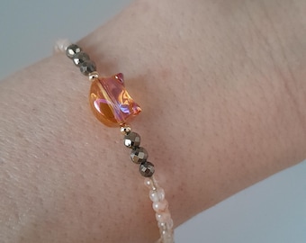 Pulsera de gato de citrino y pirita, joyería que atrae riqueza para los amantes de los gatos, éxito, abundancia positiva