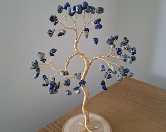Regalo personalizado para el noveno aniversario, árbol de lapislázuli, piedra de nacimiento de septiembre, decoración espiritual para el hogar.