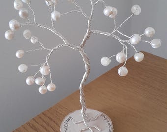 Árbol de perlas de agua dulce, regalo para el 30.º aniversario de bodas, regalo personalizado de aniversario de perlas