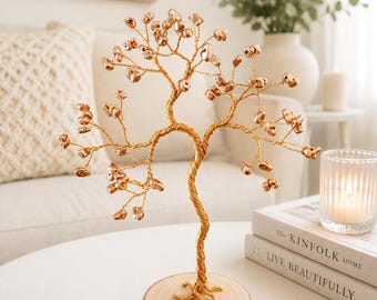 Personalised 50th Anniversary gift, Golden Anniversary tree, Handmade wire tree ornament