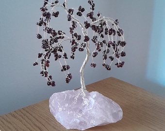 Árbol de cristal de granate, piedra natal de enero, regalo para el segundo aniversario de bodas, sauce, decoración del hogar, regalo de San Valentín