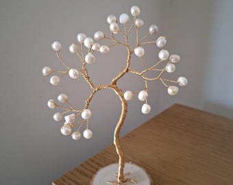 Árbol de perlas de agua dulce, regalo para el 30.º aniversario de bodas, regalo personalizado de aniversario de perlas
