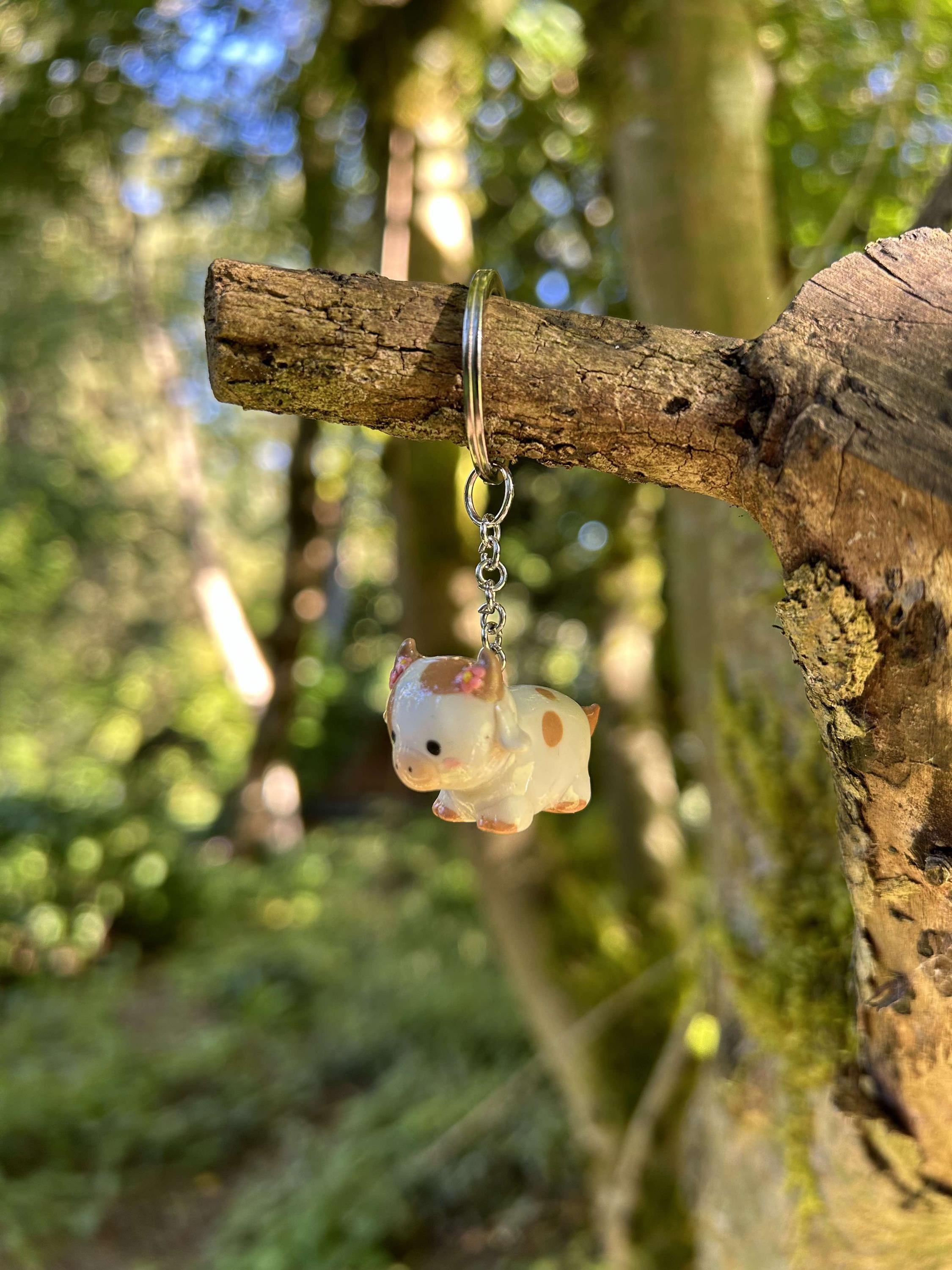 Handmade Clay Cow Friend, Polymer Clay Keychain, Cute Polymer Clay Cow,