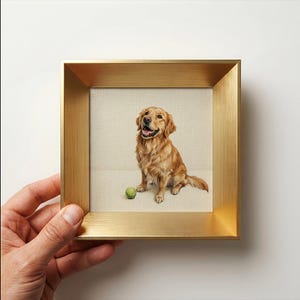 Custom Golden Retriever Painting, Mini Dog Canvas Art, Cute Golden Retriever Mom Gift, Funny Golden Retriever Stick, Desk Decor Wall Hanging