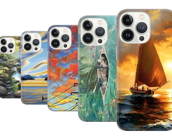 Funda de teléfono de pintura Funda natural apta para iPhone 15 Pro Max, 14 Plus, 13, 12, 11, XR y Samsung S24, S23, A54, A53, Pixel 8 Pro, 7