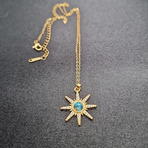 Star necklace with stones, gold, stainless steel, necklace with star pendant, star necklace, jewelry for women, necklace, Astrolove