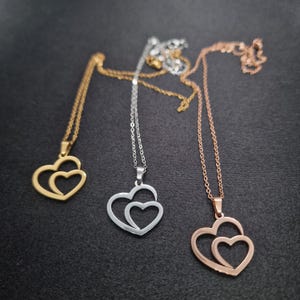 Heart necklace - silver/gold/rose gold - stainless steel
