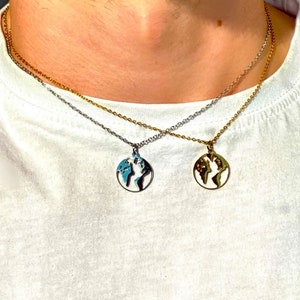Collar globo, collar mundo, colgante globo, collar tierra, collar para viajeros, internacional, collar mapamundi, brújula, unisex