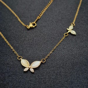 Necklace stainless steel, gold, necklace with butterfly pendant, butterfly necklace, jewelry woman, necklace