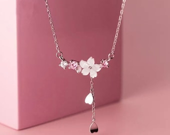 Necklace 925 sterling silver, necklace with flower pendant, floral necklace, minimalist necklace, women's jewelry, necklace