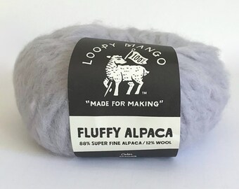 Pale gray Loopy Mango Fluffy Alpaca - super bulky yarn - color Smoke - alpaca wool blend - 49 yards per ball - fuzzy alpaca - ready to ship