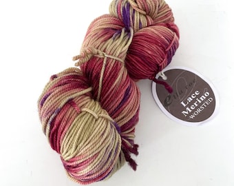 Olive Purple merino - Ella Rae Lace Merino Worsted - color 10 - pure merino wool hand dyed yarn - 218 yards each - one left - Ready to ship