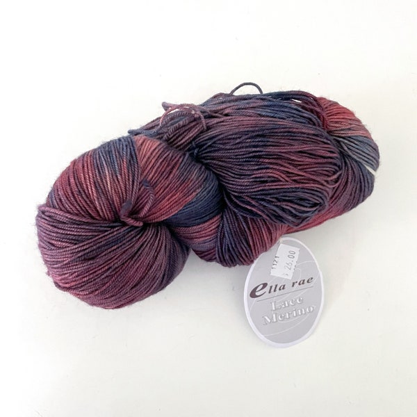 Rose and blue Ella Rae Lace Merino - made in Italy - 132 Denim Rose - 460 yards - superwash hand-dyed merino sock yarn - ready to ship