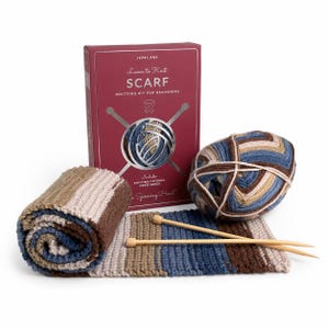 Timber Scarf Knitting Kit – Beginner Washable Wool, Needles, eBook, Video Series