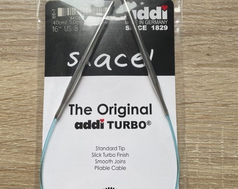 size 8 addi Turbo circular needles - 16 inches long - Addi Turbo circs - addi knitting needles - size 8 knitting needles - ready to ship