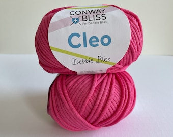 Fuchsia Cleo yarn - color 12 Hot Pink - Conway and Bliss - 98 yards per skein - Aran weight yarn - cotton nylon blend yarn - ready to ship