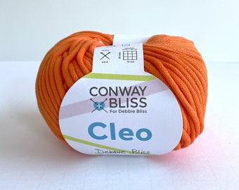 Orange Conway + Bliss Cleo yarn - 98 yards per skein - Aran weight yarn - color 60010 Orange - cotton nylon blend yarn - ready to ship