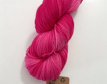 Hot Pink Araucania Huasco Sock Kettle Dyes - semi solid tonal yarn - 75 percent wool 25 percent nylon - color 1008 Cerise - ready to ship