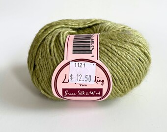 Green silk merino yarn - Louisa Harding Grace yarn - color 35 Willow - discontinued, light worsted weight - only one left - ready to ship
