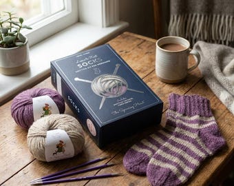 Pantoffelsokken leren breien - Breipakket gestreepte sokken - puur alpacagaren