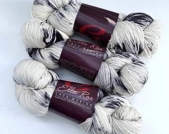 Black and white sock yarn - Ella Rae Lace Merino - 214 Lake Mist - superwash merino wool - 460 yards - variegated sock yarn - ready to ship