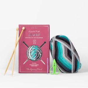 Knitting Kit for Beginners: Nebula Wool Scarf, Bamboo Needles, Video Lessons
