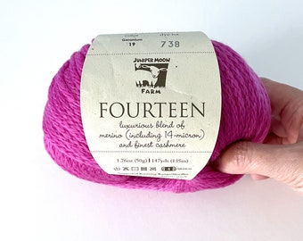 Geranium cashmere yarn - Juniper Moon Farm Fourteen - Italian merino cashmere blend - 147 yards - Aran weight worsted weight - Ready to ship