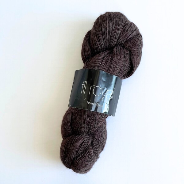 Dark brown alpaca yarn - Zitron Fil Royal - alpaca lace weight yarn - 656 yards per skein - 3508 Dark Chocolate - pure alpaca ready to ship