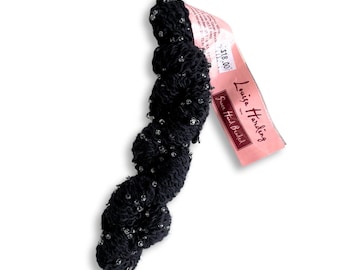 Black silk merino yarn with glass beads - Louisa Harding Grace Hand Beaded yarn - color 8 Black - discontinued, DK weight - ready to ship