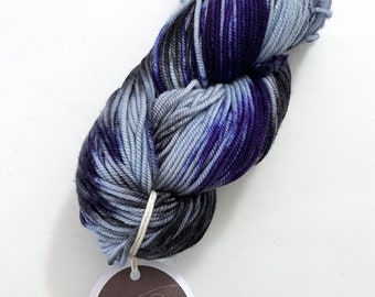 Ella Rae Lace Merino Worsted - 9 Lt Blue Purple Black - discontinued yarn - pure merino wool hand dyed yarn - 218 yards each - Ready to ship