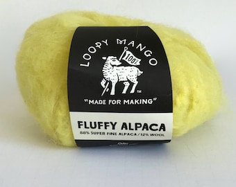 Yellow Loopy Mango Fluffy Alpaca - super bulky yarn - Golden Girl - alpaca wool blend - 49 yards per ball - fuzzy alpaca yarn- ready to ship
