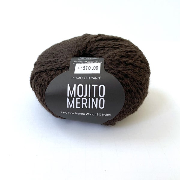 Dark Brown Mojito Merino Plymouth Yarn - 29 Dark Brown - 191 yards per skein - sweater quantity - merino wool nylon yarn - ready to ship