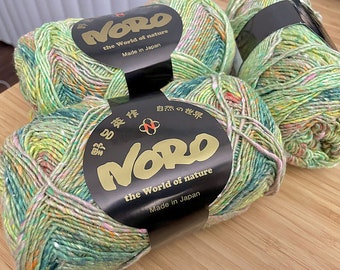 31A Noro Mirai - cotton silk rayon blend - Noro yarn - 328 yards ea - self striping Noro - light greens - sweater quantity - Ready to ship