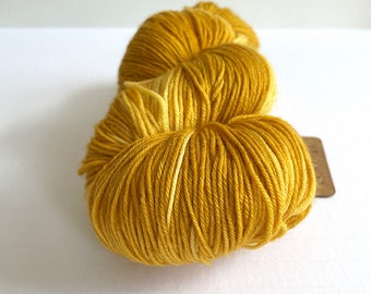 Gold yellow Araucania Huasco Sock Kettle Dyes - semi solid tonal yarn - 75 percent wool 25 percent nylon - color 1003 Ochre - ready to ship