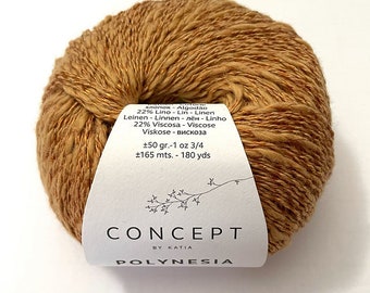 Caramel Polynesia yarn - Concept by Katia cotton linen yarn - cotton linen blend - discontinued yarn - 180 yards per ball - ready to ship