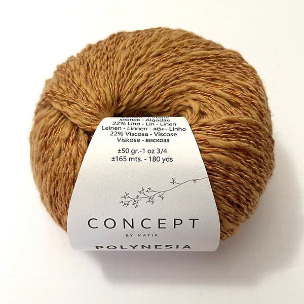 Caramel Polynesia yarn - Concept by Katia cotton linen yarn - cotton linen blend - discontinued yarn - 180 yards per ball - ready to ship