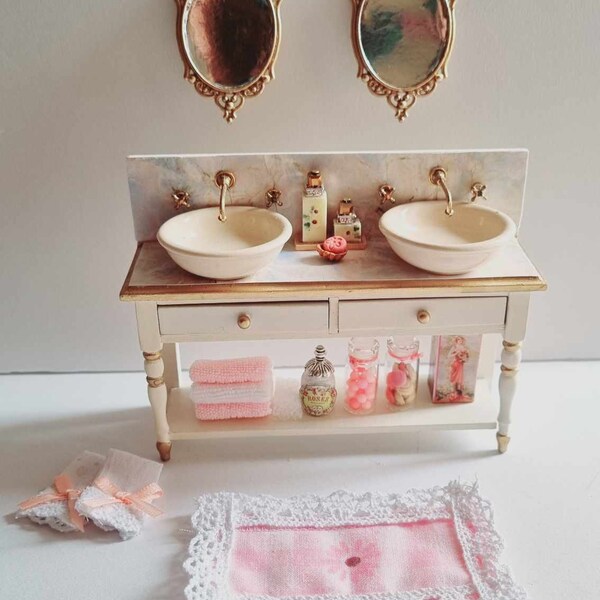 Tapis De Bain Miniature Rose Pour Maison De Poupées - Échelle 1:12 - Autocollant 6x4 Cm - 8