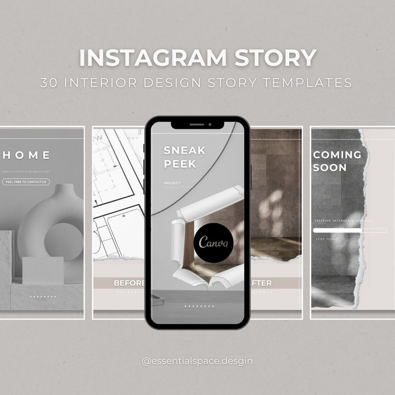 Interior Design Instagram Story Templates | Canva, Minimalist (PDF) - Etsy