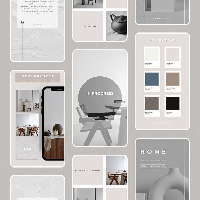 Interior Design Instagram Story Templates | Canva, Minimalist (PDF) - Etsy