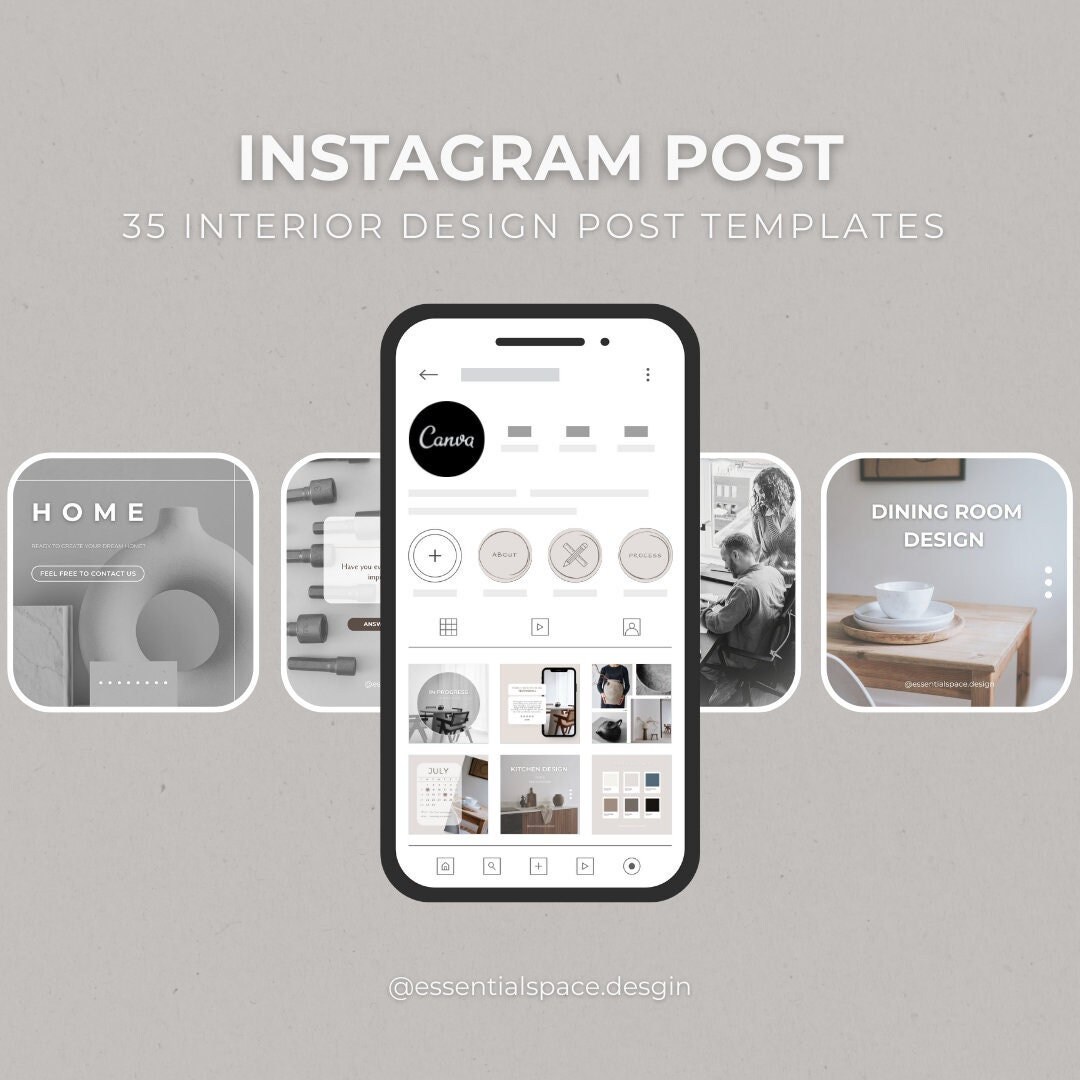 Interior Design Instagram Post Templates | Canva Designs (PDF) - Etsy