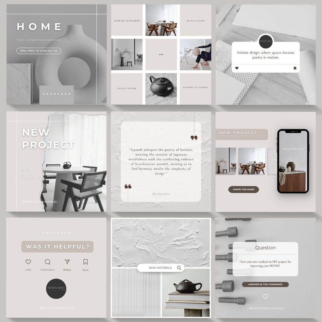 Interior Design Instagram Post Template | Aesthetic Canva Templates ...