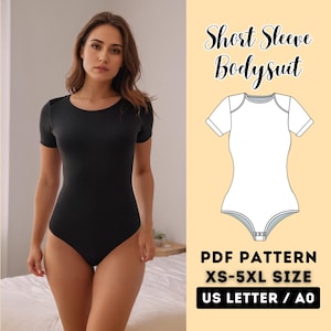 Kurzarm-Body-Schnittmuster, Tank-Top-Bodysuit-Muster, O-Neck-Button-Bodysuit-Muster, einfach Cosplay-Body-Schnittmuster