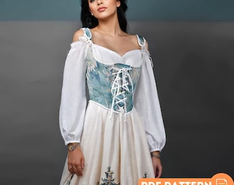 Feenkleid & Renaissance-Korsett Schnittmuster: Cottagecore Elfenkostüm (PDF-Muster)
