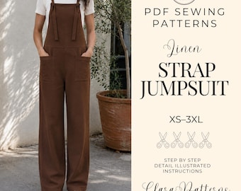 Women's Jumpsuit Sewing Pattern, Regular Leg Overalls PDF