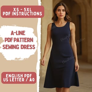 A-Line Midi Dress Sewing Pattern: Sleeveless Summer Dress (PDF)