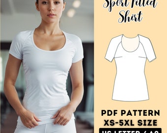Fitted Sport T-Shirt Sewing Pattern: Women's XS-5XL (PDF Pattern)